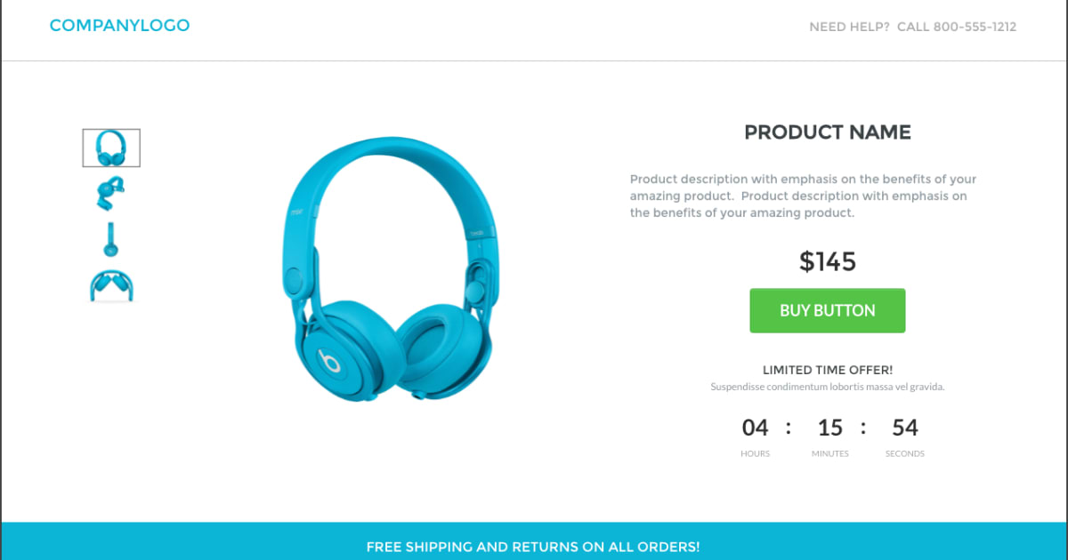 CartHook Landing Page Template - Headphones