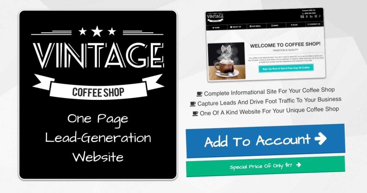 Local Coffee Shop Homepage + Optin Funnel