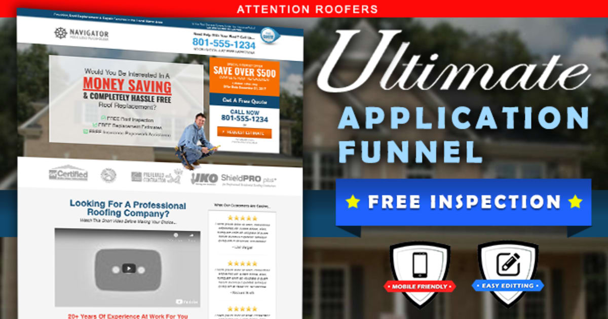 Residential Roofing Contractor Lead Generation Optin Funnel