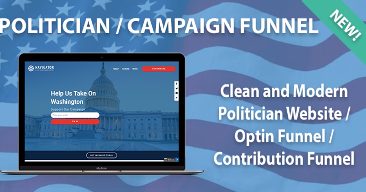 Political Campaign Funnel - NEW - Politicians Optin Contribution Volunteer Funnel