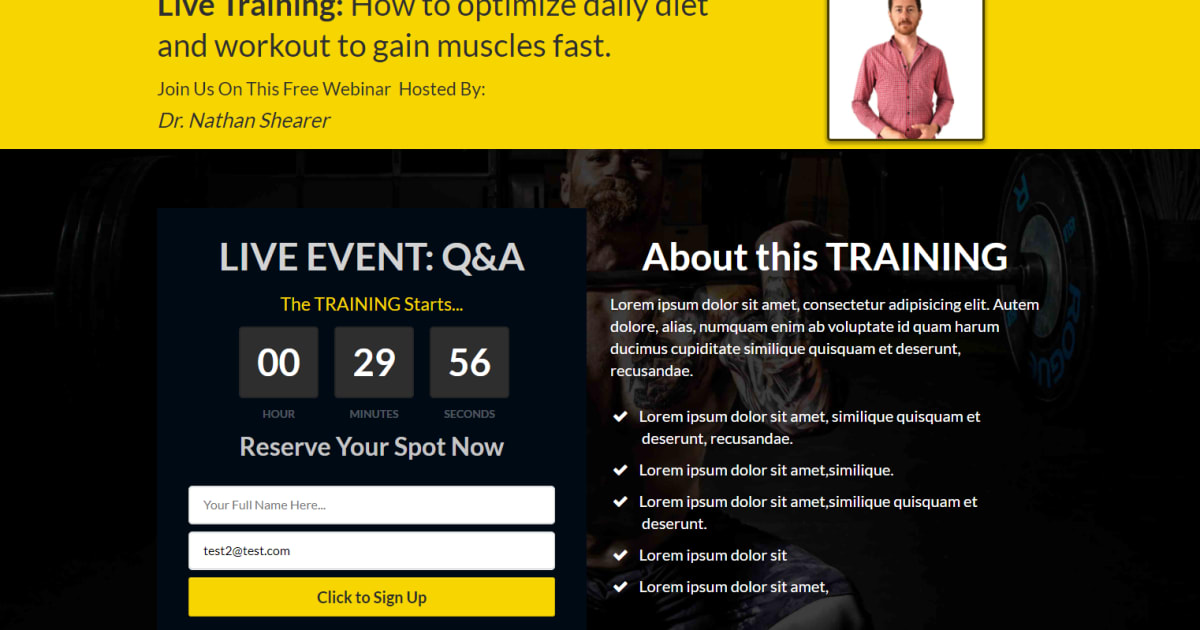 FFI Fitness Training Session :: Webinar Funnel Registration