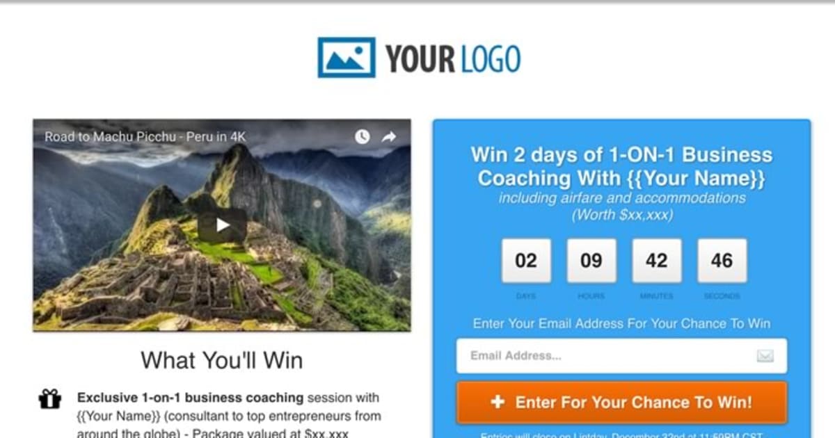 Coaching Contest/Giveaway Optin Funnel