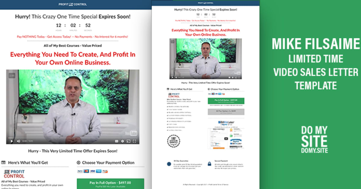 Mike Filsaime Limited Time Video Sales Page Template