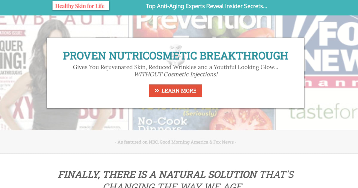 Healthy Skin For Life - Modere Affiliate Referral Bridge Page Funnel