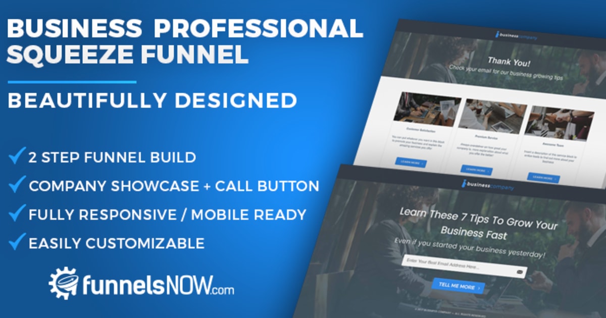 Business Professional Services Email Optin Offer Wall Funnel - Fully Responsive