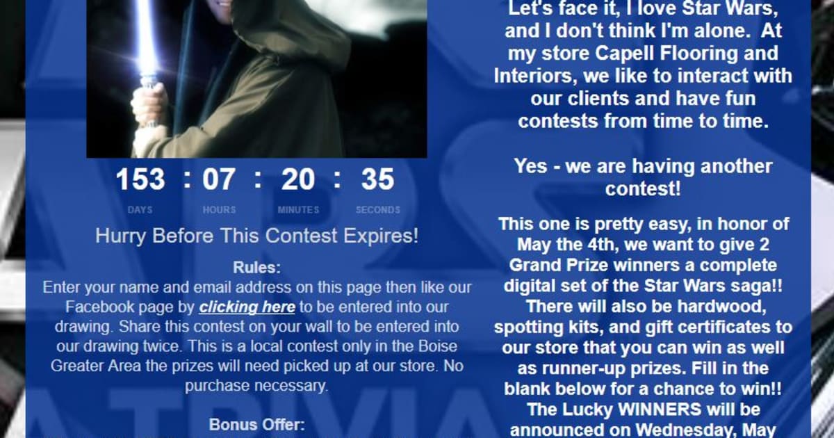 May the 4th Be With You Funnel - Contest/Lead Generation