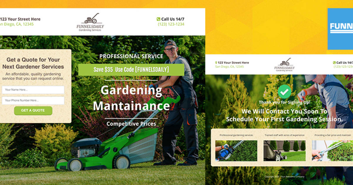 Gardening Mantainance Funnel :: FunnelsHelper.com