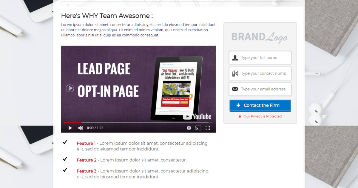Optin / Thank you Page- White clean theme