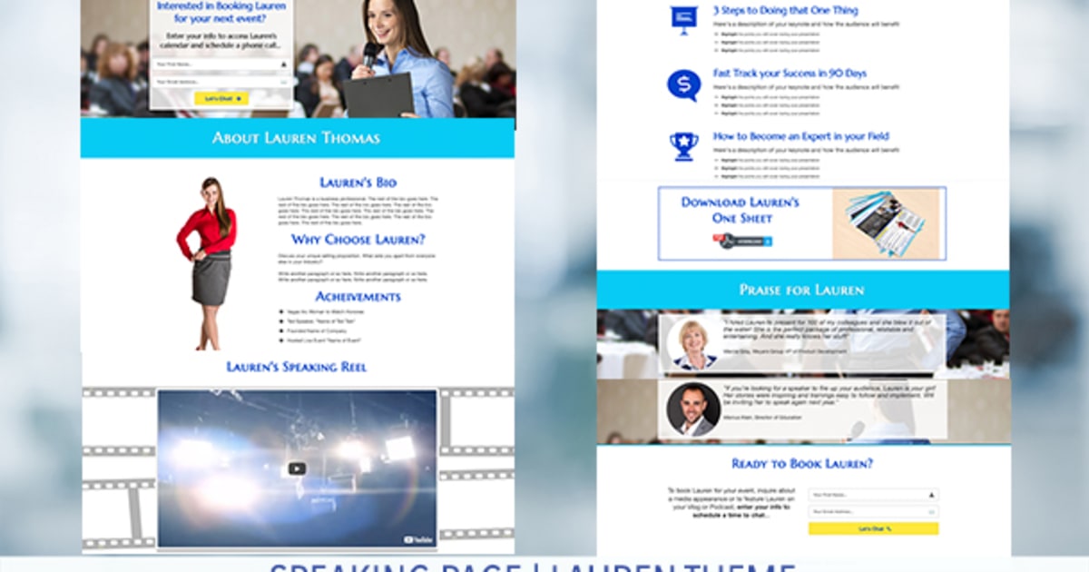 Public Speaker Optin Page  | Lauren Theme