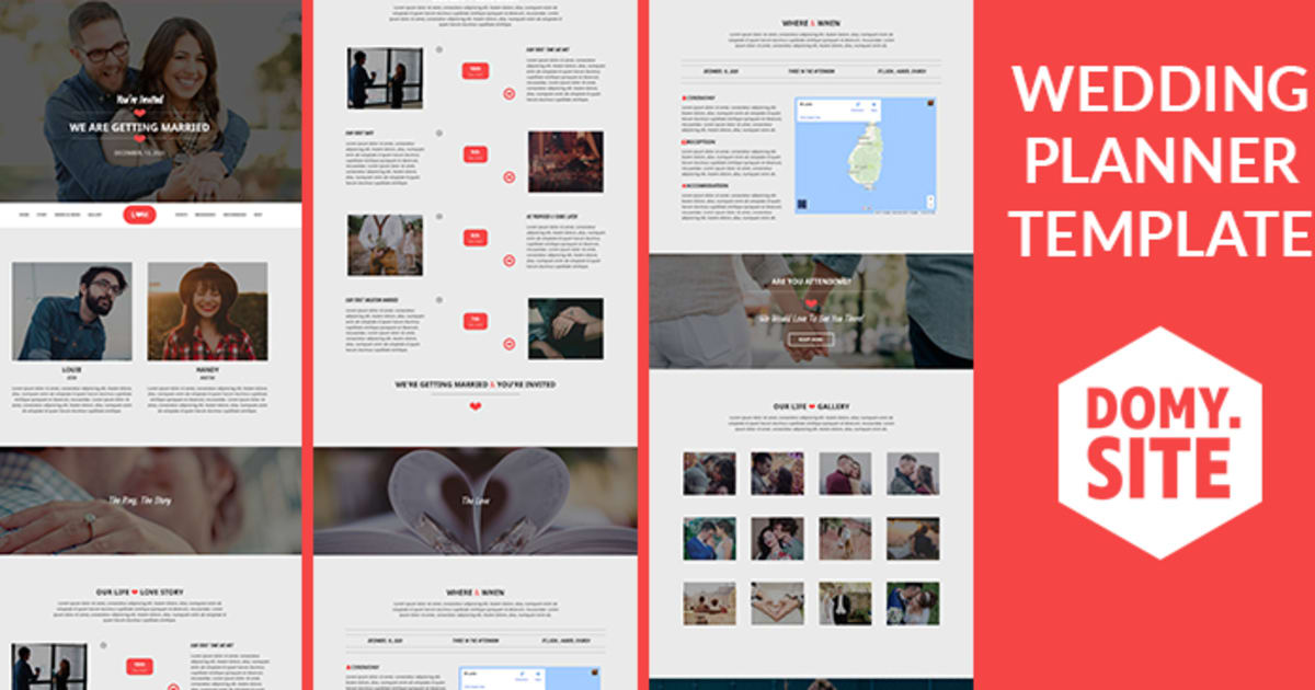 Wedding Planner One Page Template - Everything You Need For a Perfect Wedding Website!