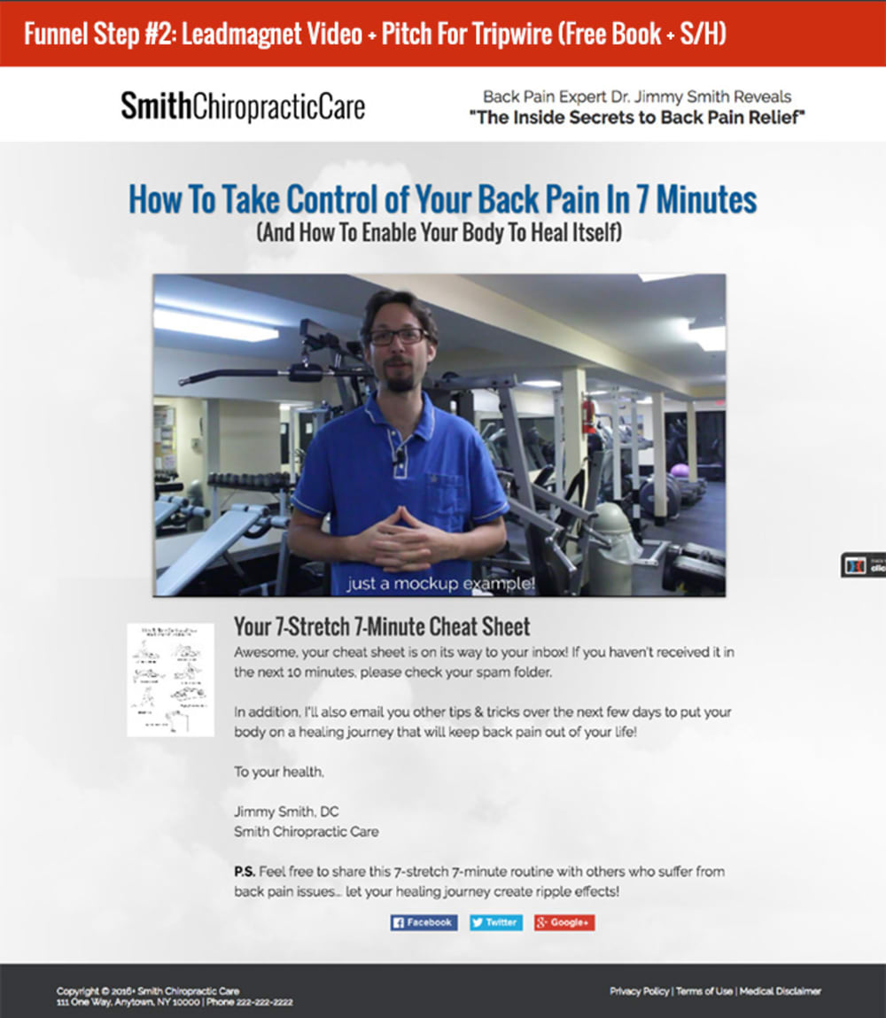 Step 2: Leadmagnet Video + Pitch For Tripwire (Free Book + S/H)