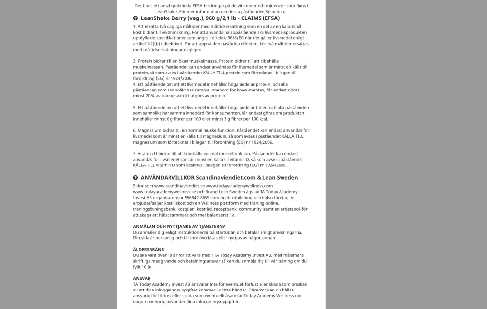 Efsa claim popup 