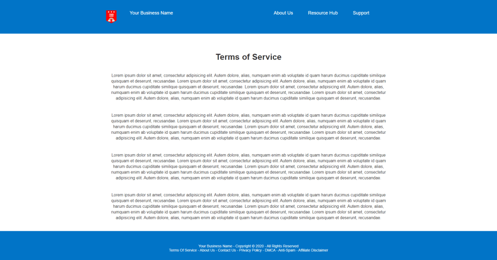 Terms of Service Page