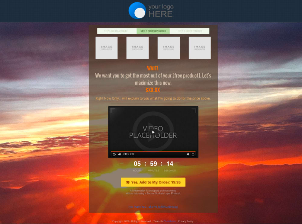 Sales/UpSell 1 Page with Split Test 1 