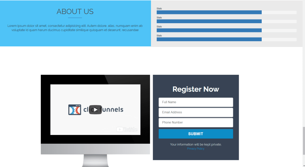 About Us and Optin Form