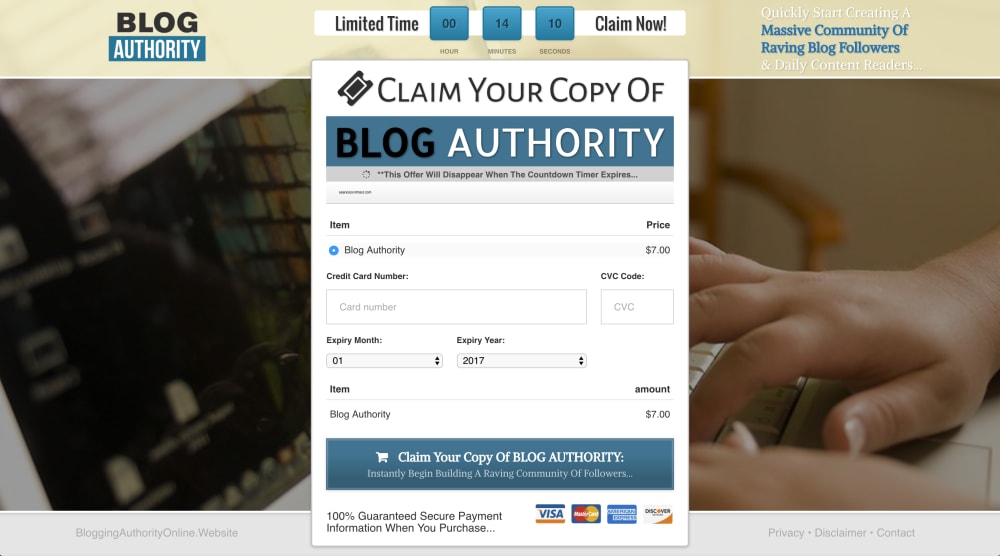 Blog Authority Order Page