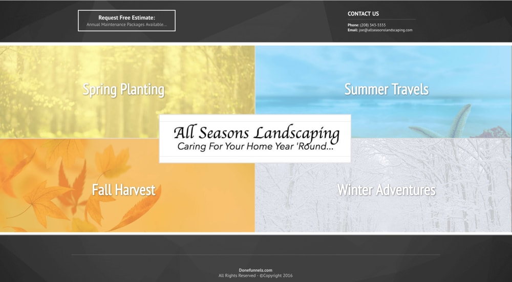 Landscaping Contractor Optin Page: Desktop View