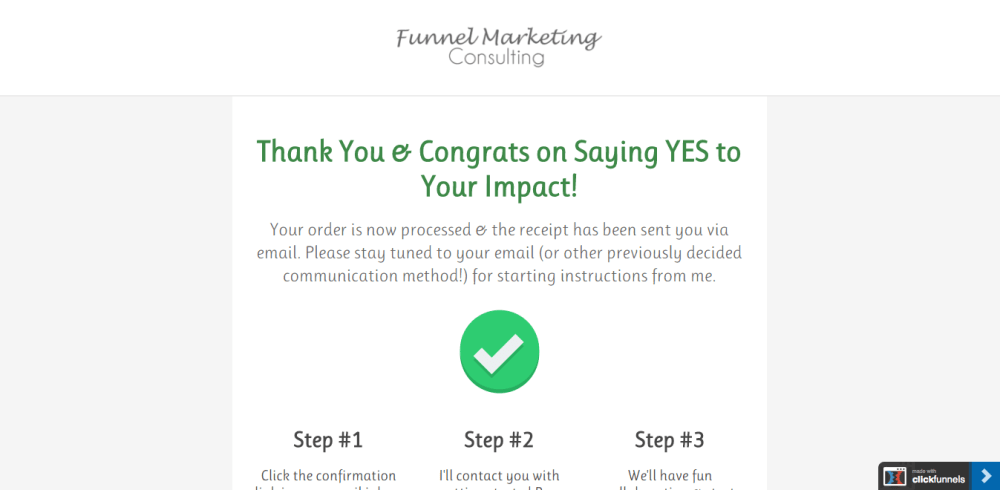 Product Fulfillment Thank You Page