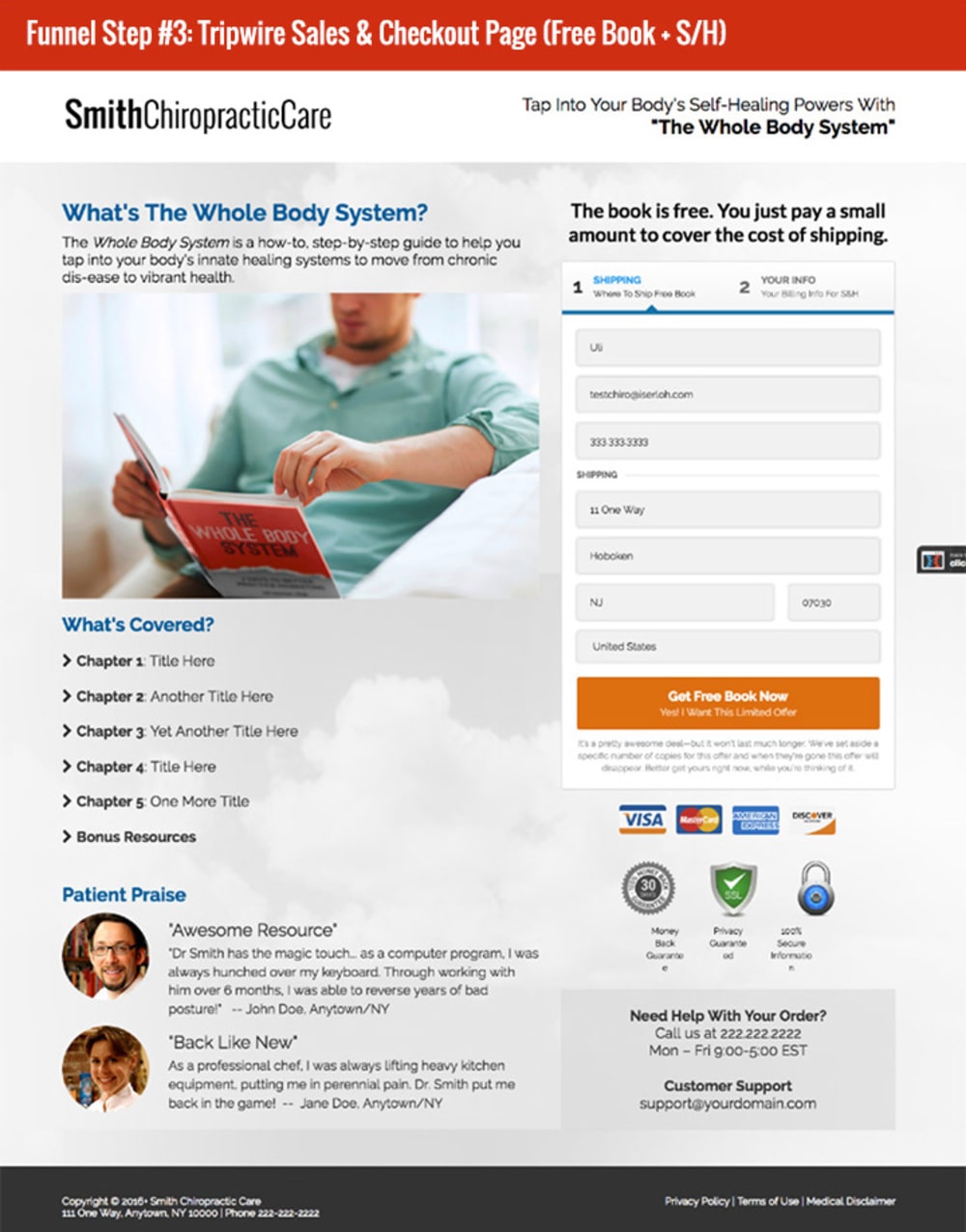 Step 3: Tripwire Sales + Checkout Page (Free Book + S/H)