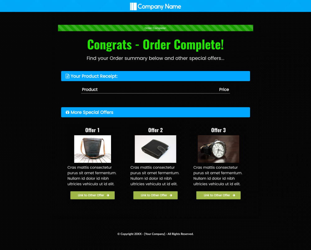 Thank You Page / Offer Wall