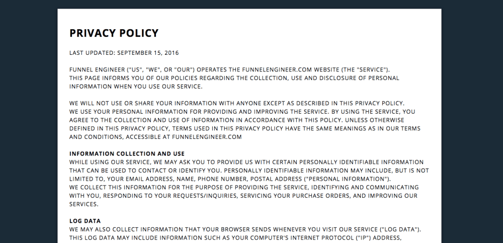 Privacy Policy Page