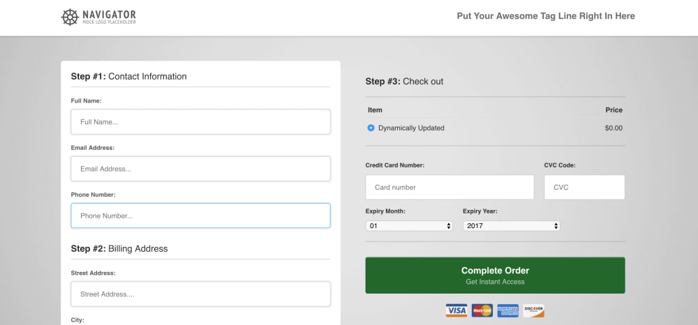 Order Form Page