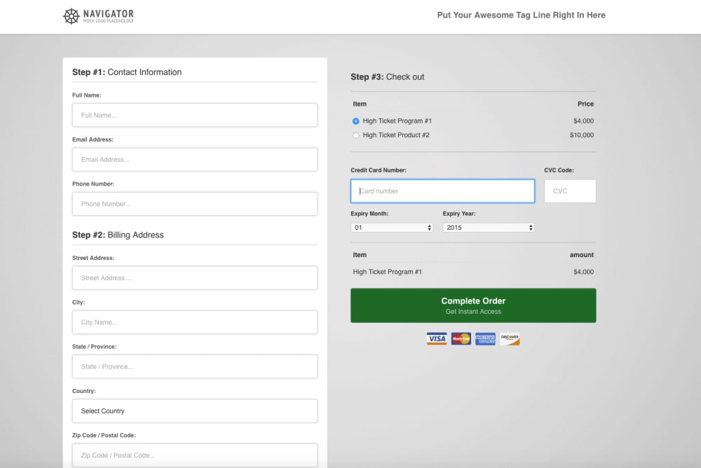 Order Form Page