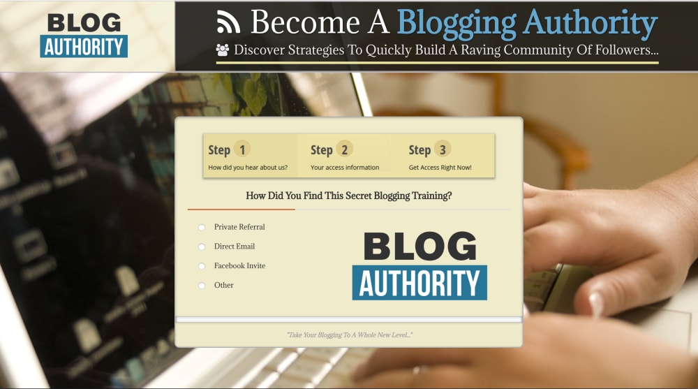 Blog Authority Survey Optin Page
