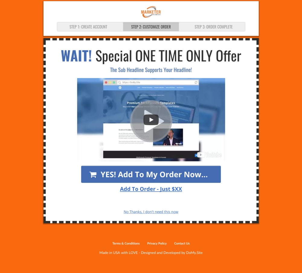 UpSell page