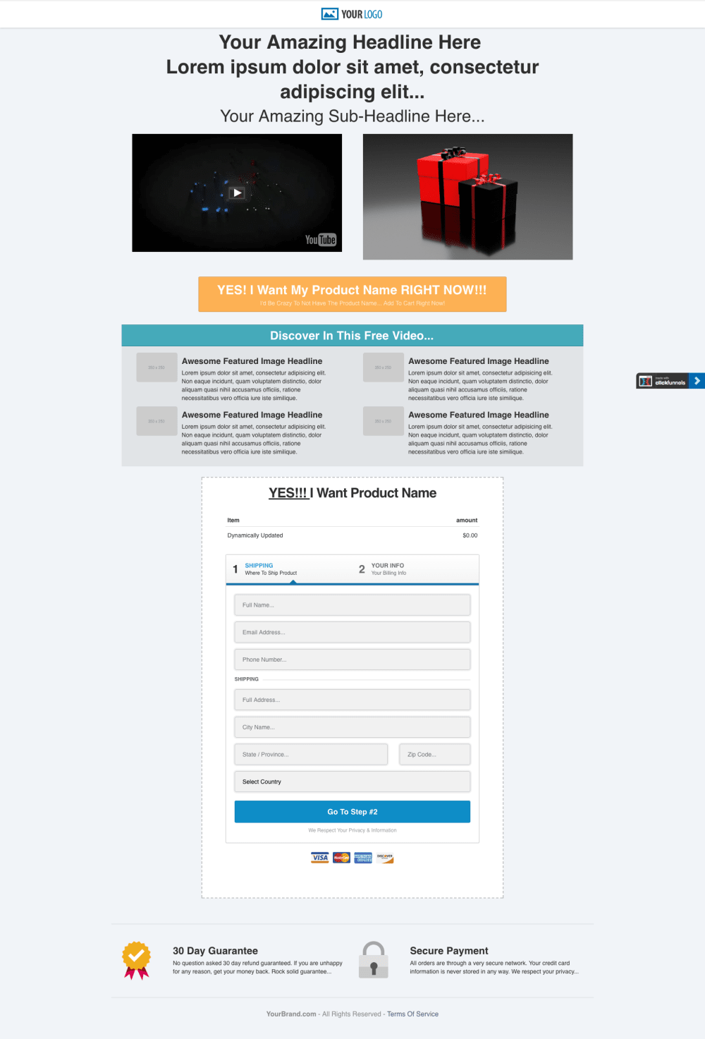 VSL w/in-page order form