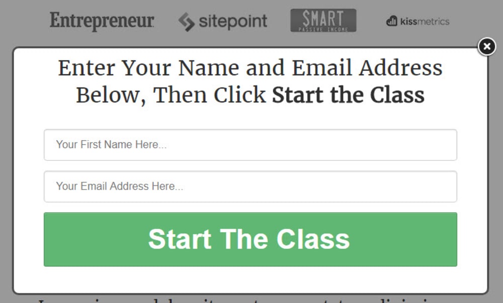 Optin Popup for Class
