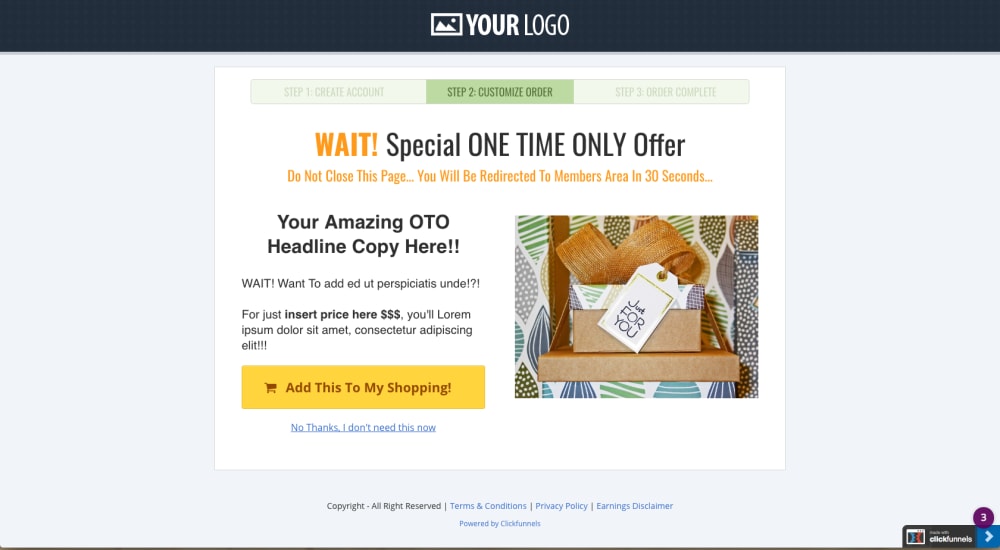One-Time-Offer Page