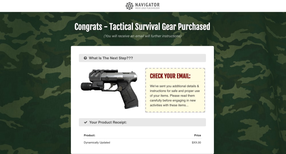Tactical Survival Confirmation Page: