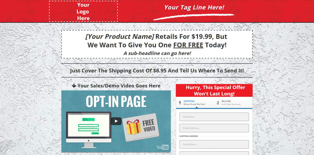 Free + Shipping Sales Page