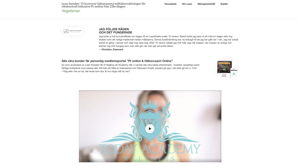 Webshop With "explain the concept" movie and testimonials