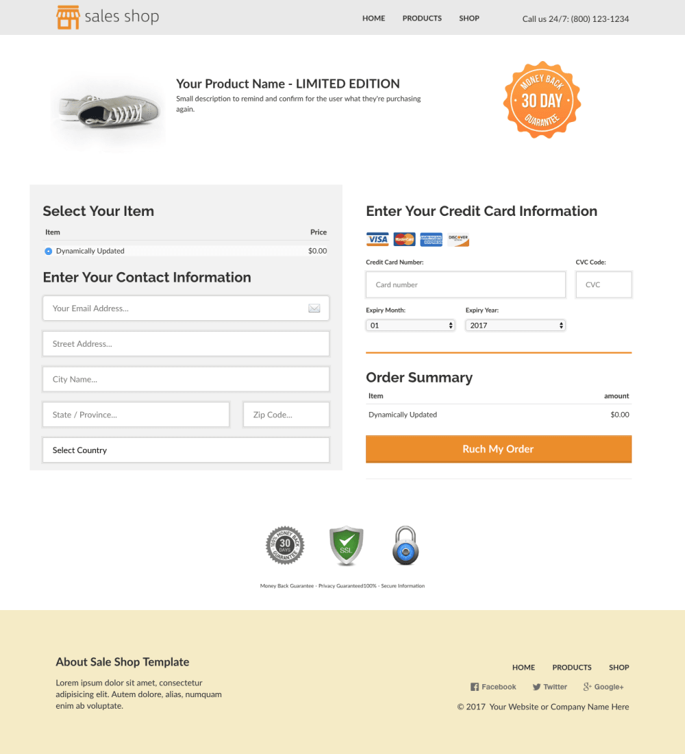 Store eCommerce 100K Funnel - Checkout Page