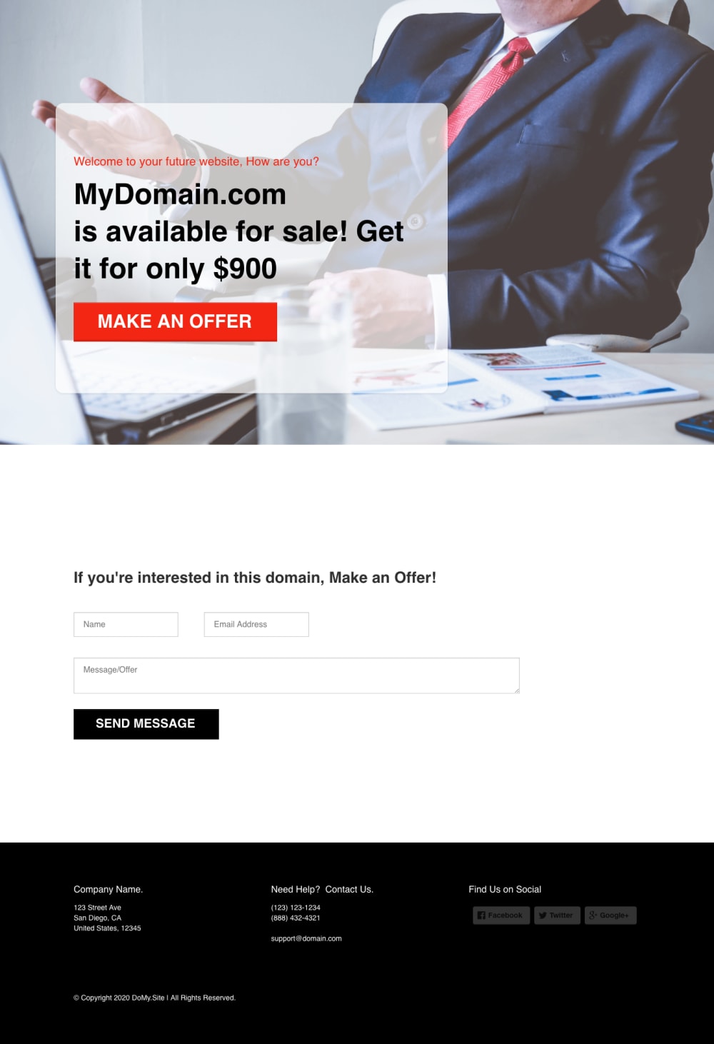 Landing page with working form