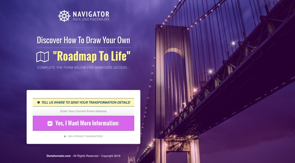 Roadmap To Life Optin Page: Desktop View