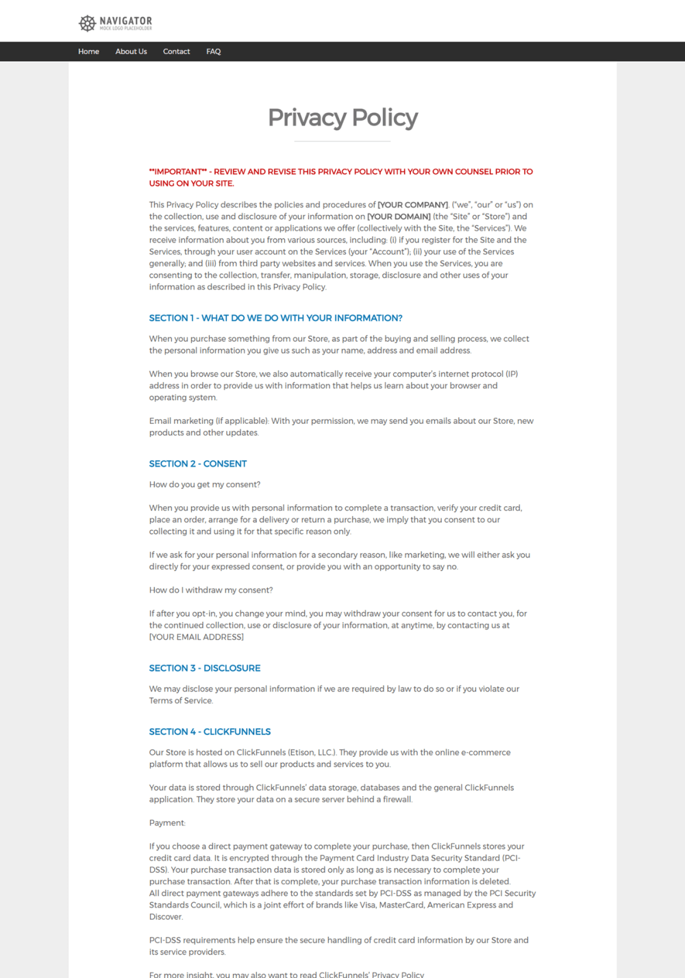 Privacy Page