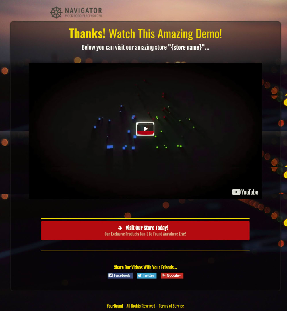 eCommerce Video Demo Thank You Page