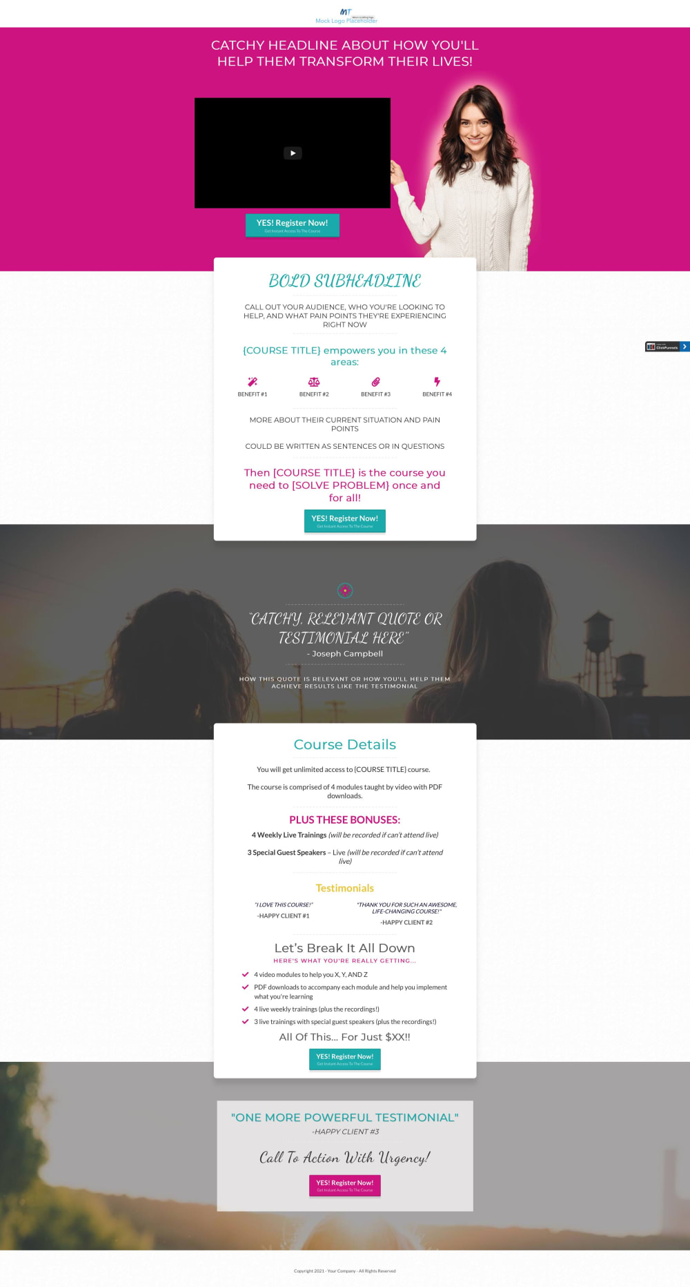 Course Sales Page With Option For Video Sales Letter
