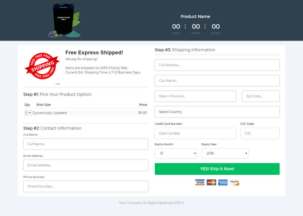 5 Steps Sales Funnel: Order Form