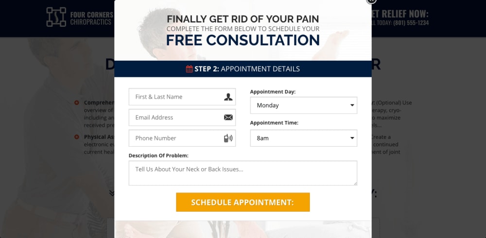 Application Page: (Optional Popup Form)
