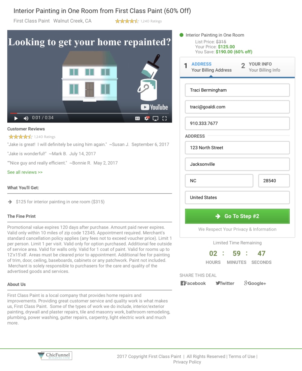 Two Step Order Form with Custom House Painting Video