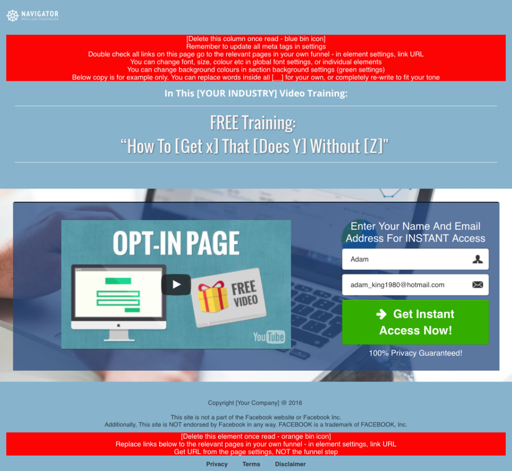 Free Training Opt in Page