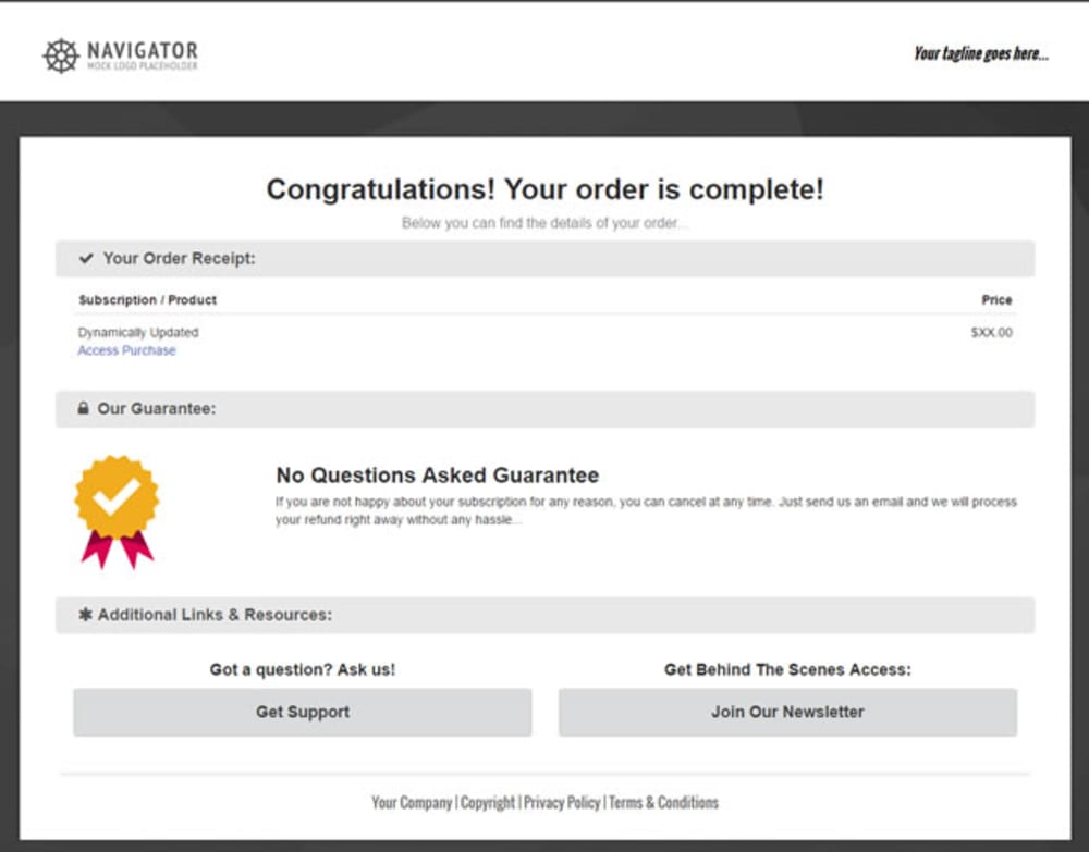 Order Confirmation Page