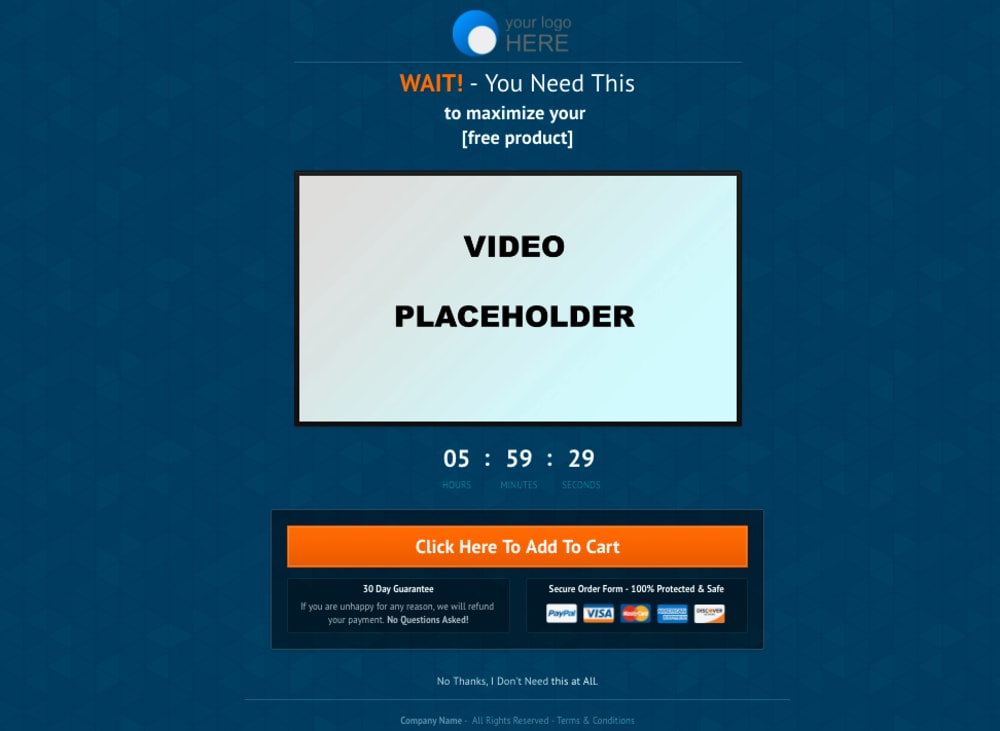 Sales/UpSell 1 Page with Split Test 2 and VSL