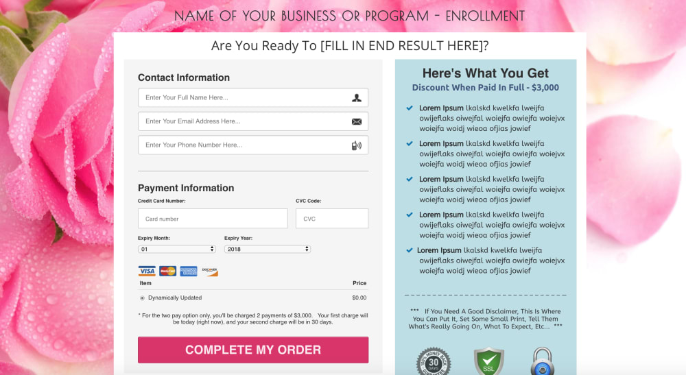 Order Page