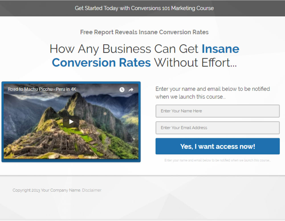 High Converting Capture page