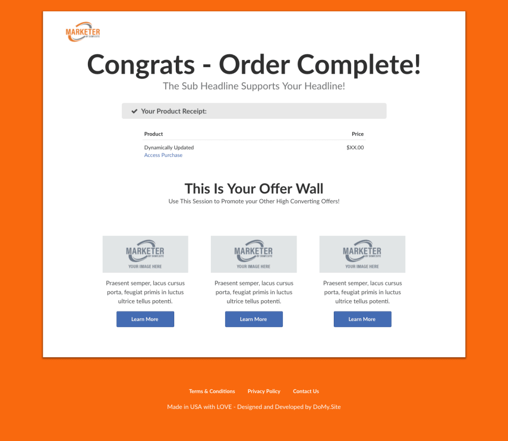 Order Confirmation Page